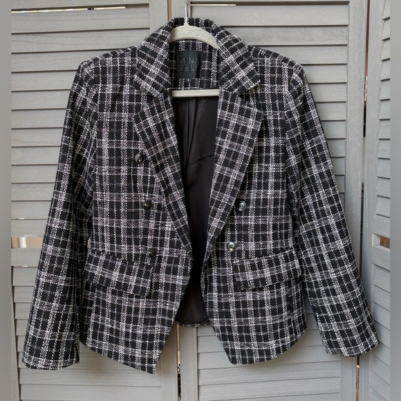 Mina Self Jackets & Blazers - Black and White Plaid Blazer Size Small